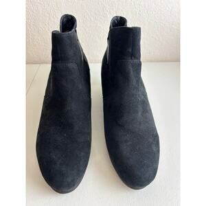 Earthies Beaumont Black Suede Leather Wedge Heel Ankle Boots Size 10R